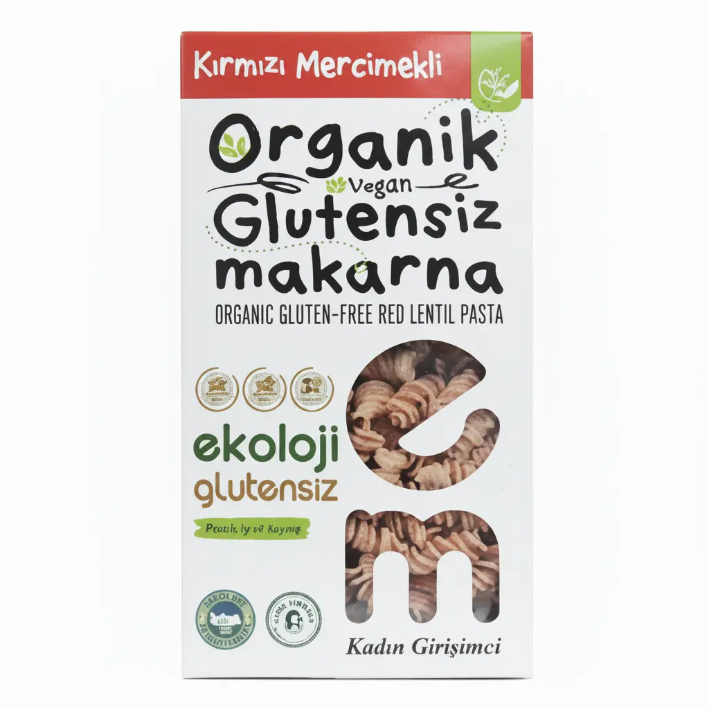 Ekoloji Market Organik Glutensiz Vegan Kırmızı Mercimekli Burgu Makarna 200gr